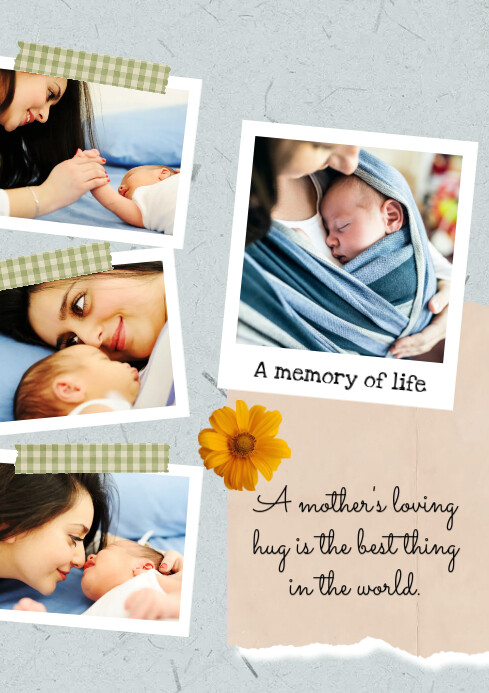 Scrapbook Four Pictures Mother's Day Collage A4 template