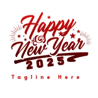 Scribble Text Of Happy New Year Logo Logotyp template