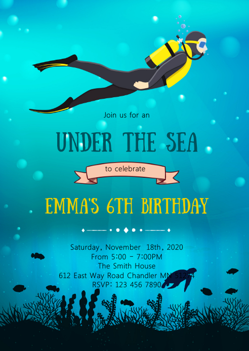 Modele Invitation De Fete D Anniversaire De Plongee Sous Marine Postermywall Modele Invitation De Fete D Anniversaire De Plongee Sous Marine Postermywall