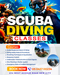Scuba Diving Courses Padi Certification Lessons Classes Training Trainer Advertising Flyer Template Instagram Portrait