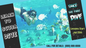 Turquesa Scuba Lessons Template Digitalt display