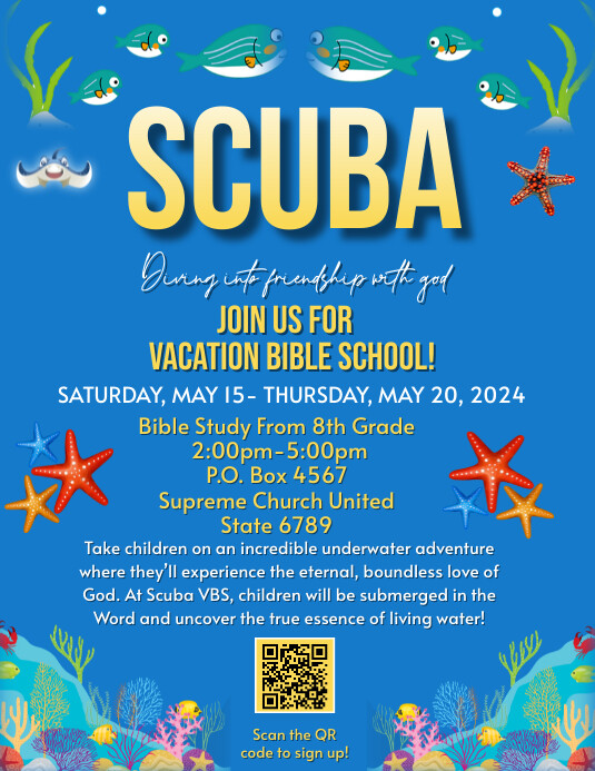SCUBA VBS Flyer Template PosterMyWall SCUBA VBS Flyer Template PosterMyWall