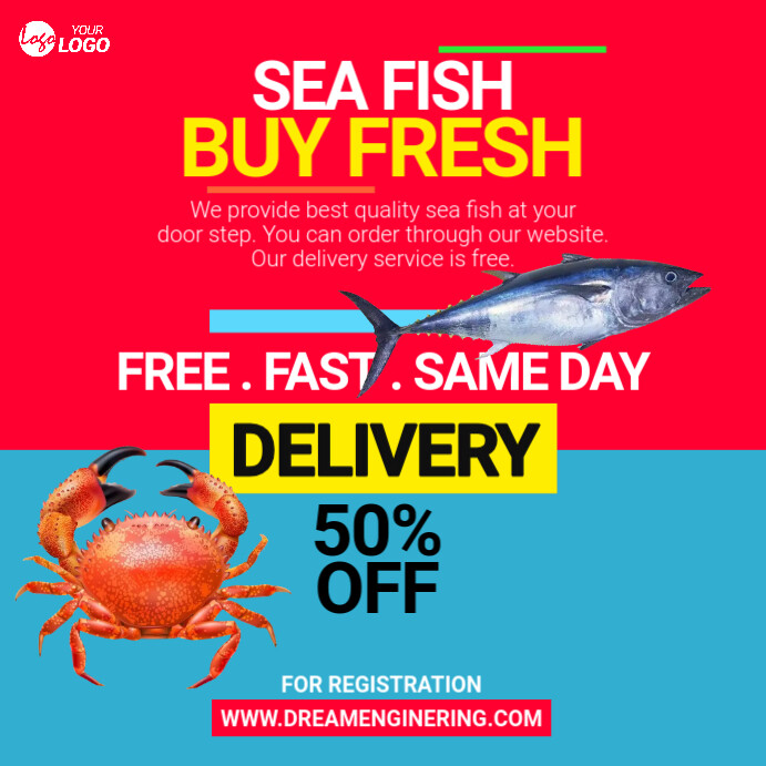 Sea Fish Sale Ad Template | PosterMyWall