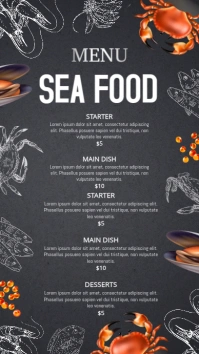 Sea food menu ,menu Digital Display (9:16) template
