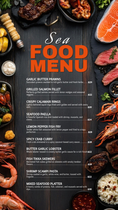 Sea Food menu Templat | PosterMyWall