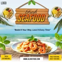 Sea food restaurant ad promotion โพสต์บน Instagram template