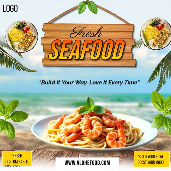Sea food restaurant ad promotion Instagram 帖子 template