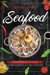 黑色 Seafood Promotion Banner 4' × 6' Template