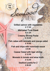 Ocean Background Seafood Menu Design Template | PosterMyWall