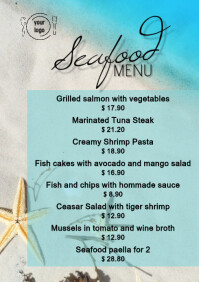 Ocean Background Seafood Menu Design Template | PosterMyWall