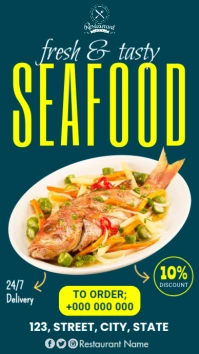 Seafood Menu Цифровой дисплей (9 : 16) template