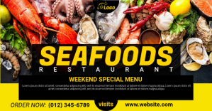 Black Seafood Restaurant Facebook Shared Image Template