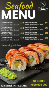 Seafood Menu Flyer Ecrã digital (9:16) template