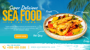 Seafood Promotion Twitter Post Design template