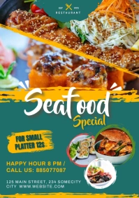 Seafood Restaurants Flyer Template A4