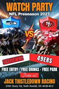 Черный NFL Watch Party Poster Template