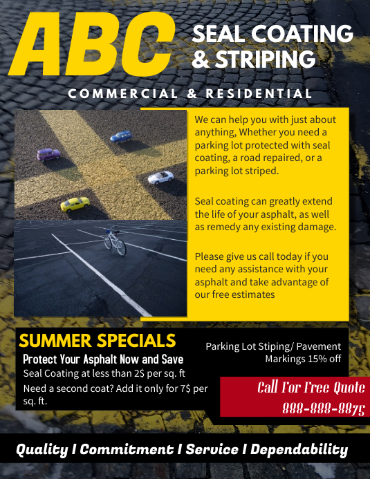 Seal Coating And Striping Service Flyer Template Postermywall