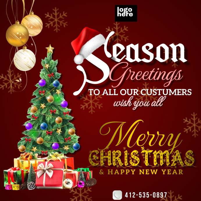 Season greetings and merry Christmas card Template PosterMyWall