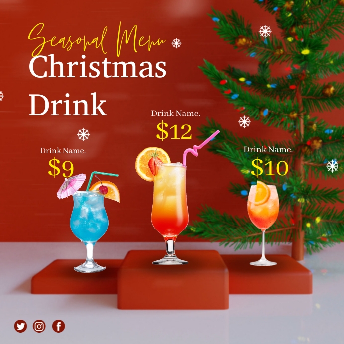 Seasonal Menu Christmas Drink Ads Instagram-Beitrag template