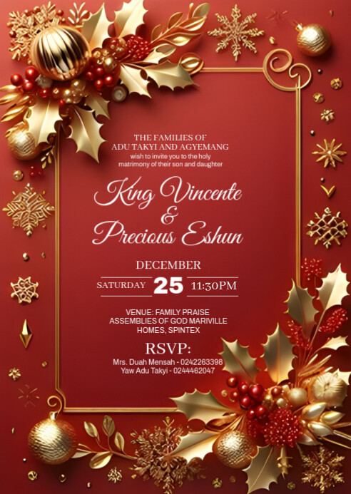 Seasonal Wedding Invitation A6 template