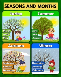 Seasons And Months Learning Chart – Kids Educational Poster Instagram Portrait template