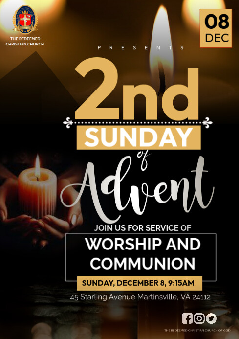 SECOND SUNDAY OF ADVENT WORSHIP AND COMMUNION SERVICE A4 template