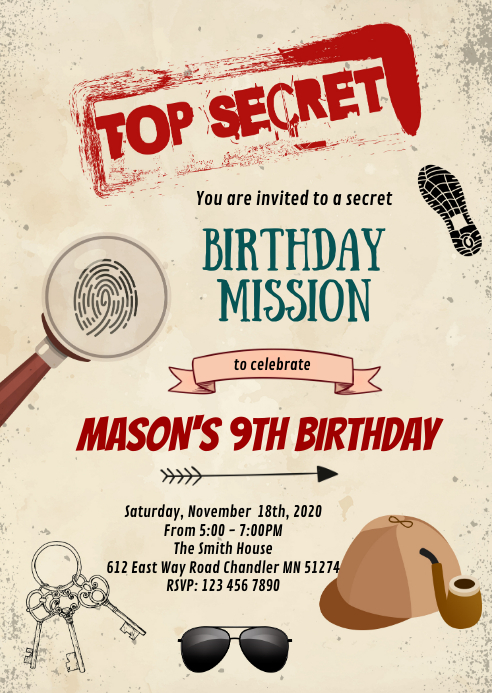 Modele Invitation De Fete D Anniversaire D Agent Secret Postermywall Modele Invitation De Fete D Anniversaire D Agent Secret Postermywall