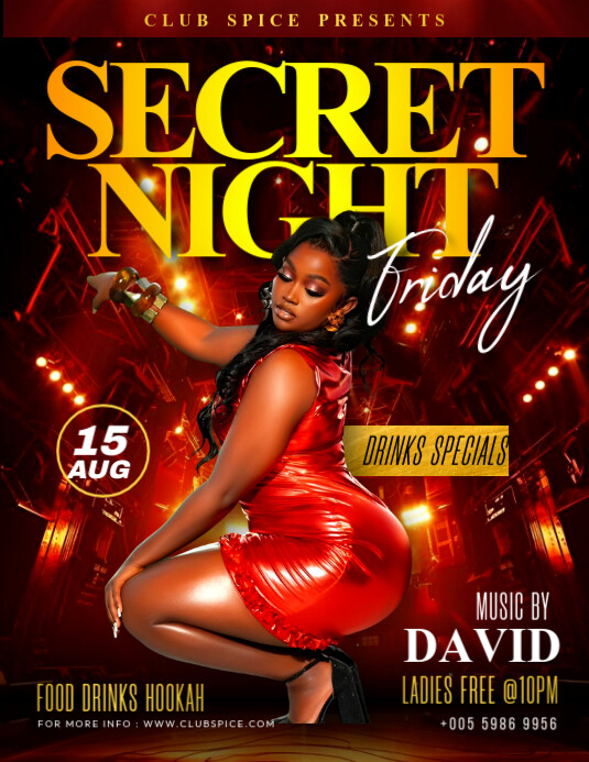 Secret friday sexy ladies night party event  social media promotion poster flyer template design Pamflet (VSA Brief)
