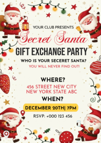 White Secret Santa Gift Exchange Party A1 Template