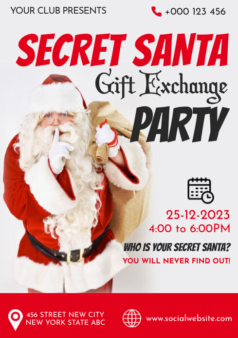 secret sant, santa party,event, christmas 2024 A1 template