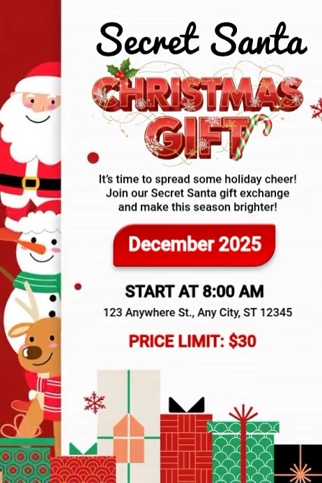 Secret Santa Christmas Gift Template | PosterMyWall