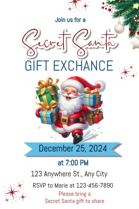 Secret Santa Christmas Party Invitation Template | PosterMyWall