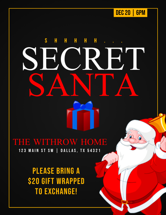 SECRET SANTA Template PosterMyWall