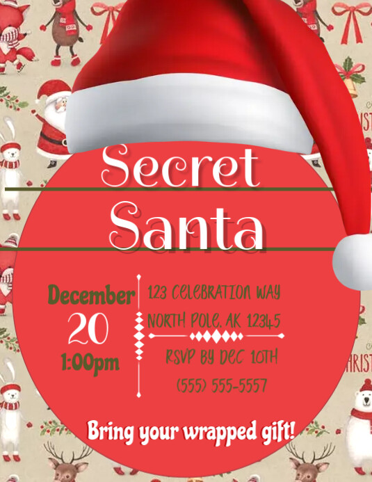 Secret Santa Рекламная листовка (US Letter) template