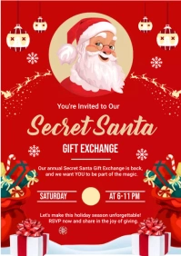SECRET SANTA GIFT EXCHANGE FLYER A5 template