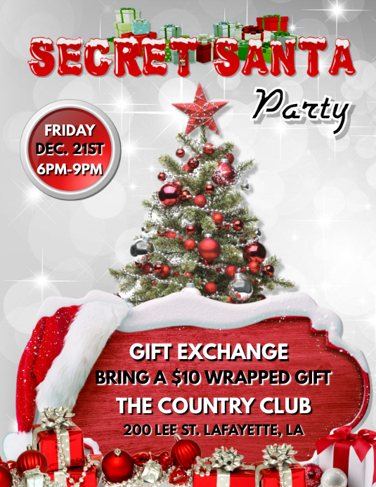 SECRET SANTA GIFT EXCHANGE FLYER TEMPLATE PosterMyWall