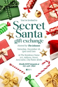 Secret Santa Gift Exchange Invite Template Poster
