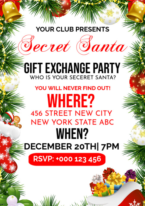 Secret Friend Week Copy of Secret Santa Gift Exchange Party A1 | PosterMyWall