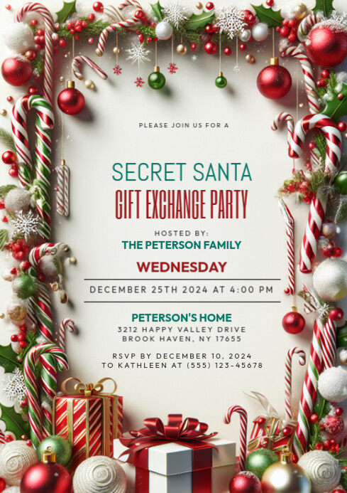 Secret Santa Gift Exchange Party A4 Template | PosterMyWall