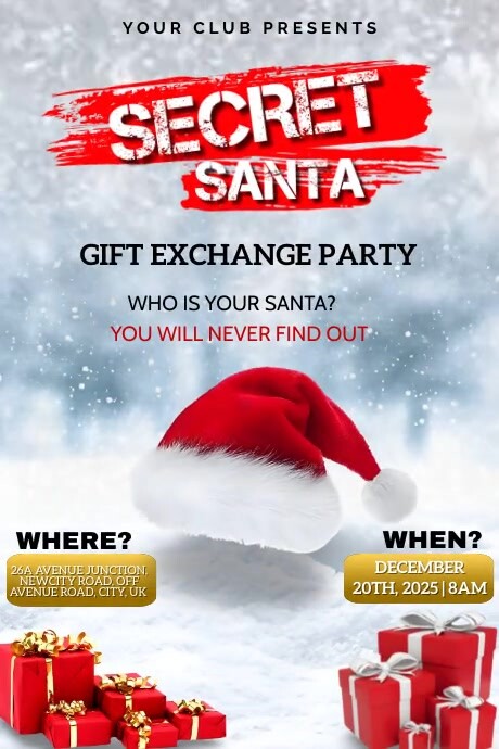 Secret Friend Week Copy of Secret santa gift exchange party | PosterMyWall