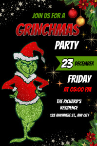 Черный Grinchmas Party Poster Template