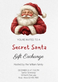 Secret Santa Invitation Template A6