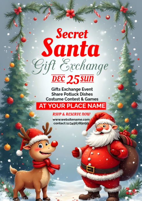 secret santa poster Template | PosterMyWall
