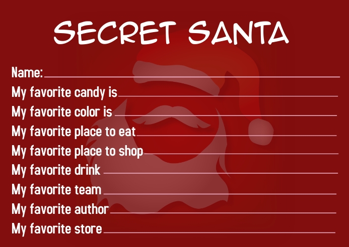 Copy of Secret Santa Questionnaire | PosterMyWall