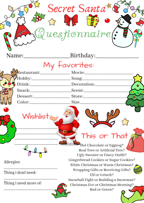 Secret Santa Friends Questionnaire.pdf Secret Santa Questionnaire Printable Printable Secret Santa