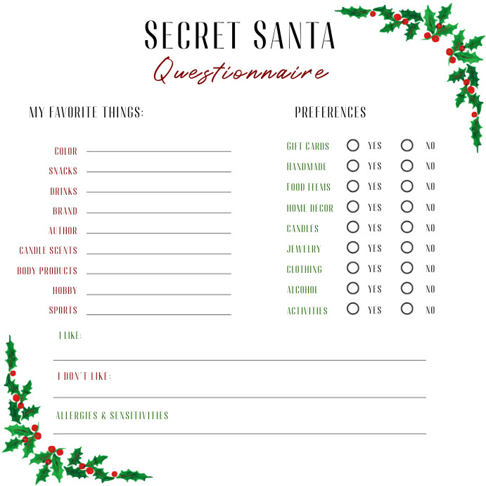 secret-santa-questionnaire-printable-template-postermywall for Free Printable Secret Santa Forms Printable secret santa questionnaire printable template | PosterMyWall for Free Printable Secret Santa Forms Printable