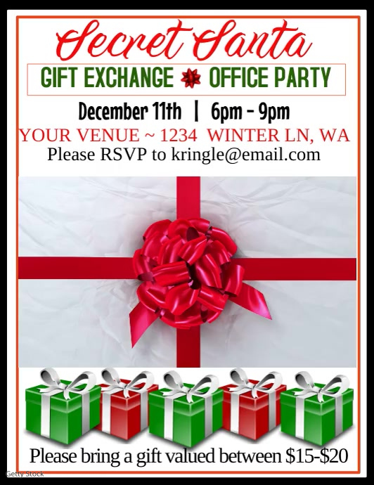 Secret Santa Video Flyer Template Secret Santa Video Flyer Template