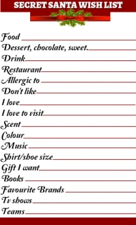 Secret Santa wish list design template US Legal