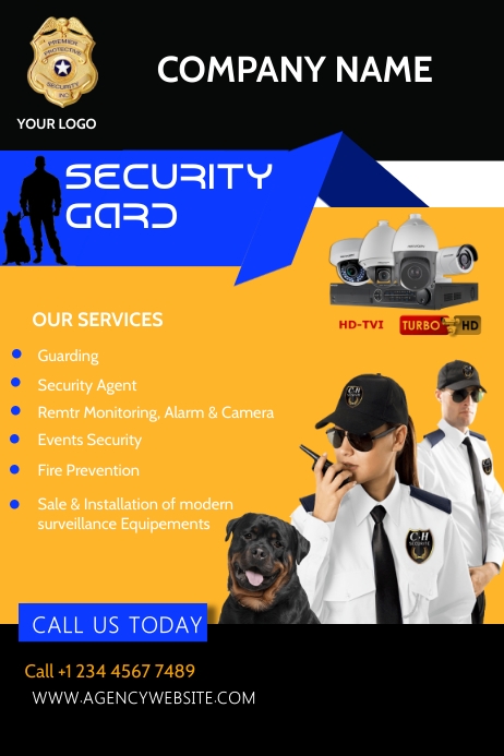 Security Poster Example security guard agency poster Template | PosterMyWall
