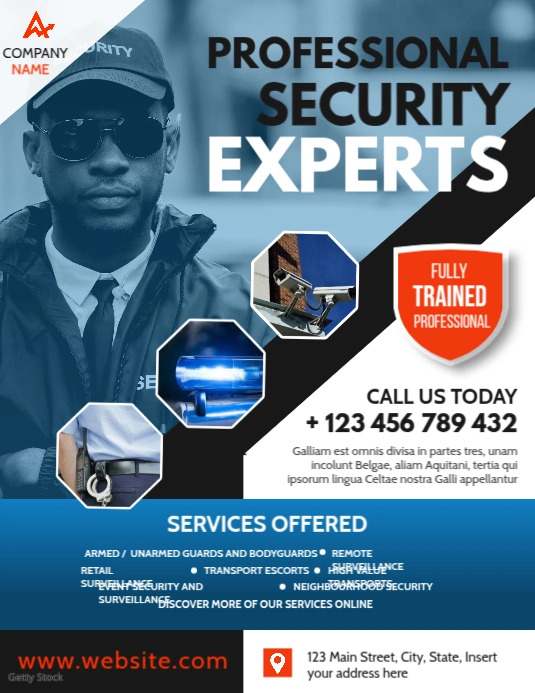 security services flyer advertisement Template | PosterMyWall